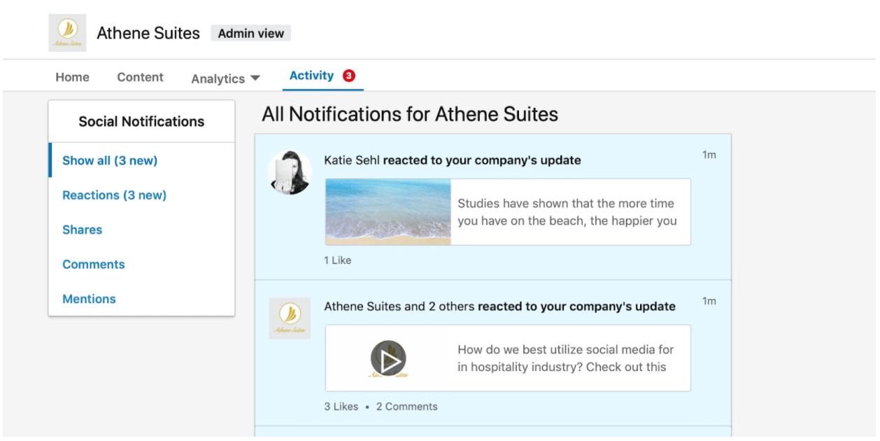 Linkedin Athene Suites Activity Dashboard