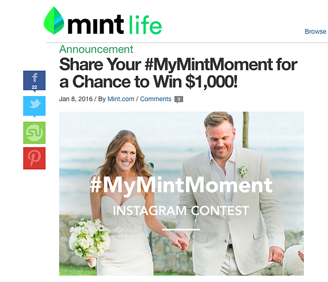#mymintmoment instagram contest promoted on the mint blog