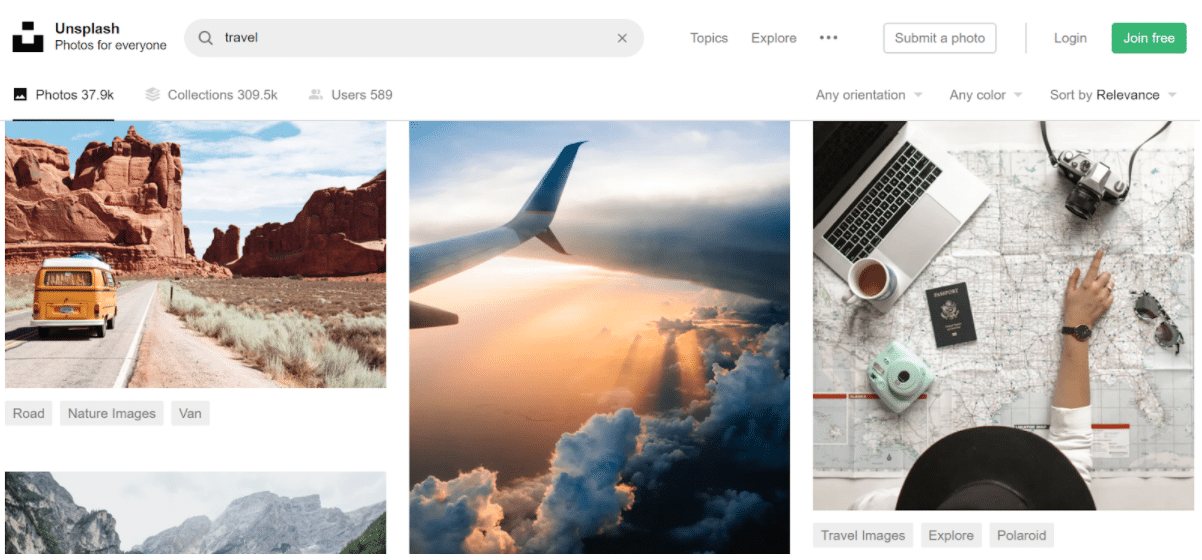 Unsplash stock image website