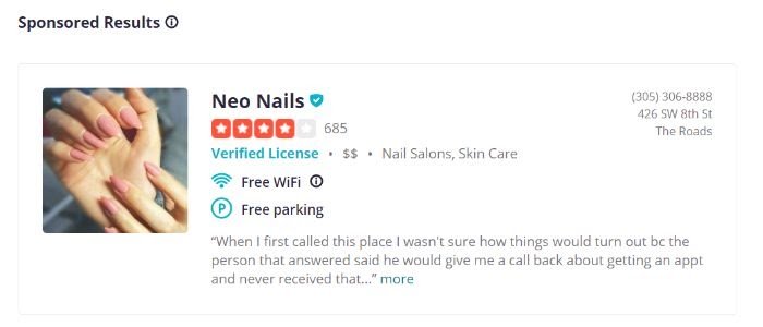 Yelp Ads SERP review