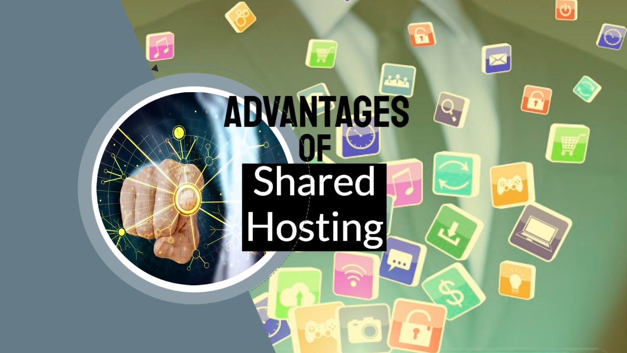 Featured image with text: "Advantages of shared hosting".