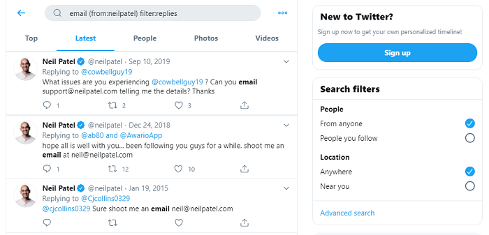 find email twitter advanced search