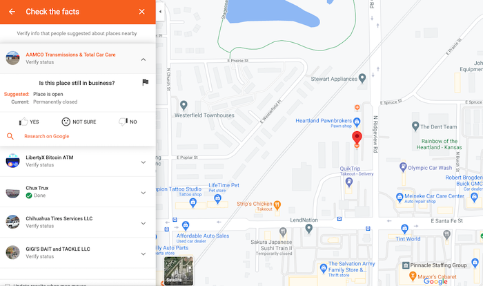 google guides local listing error review example