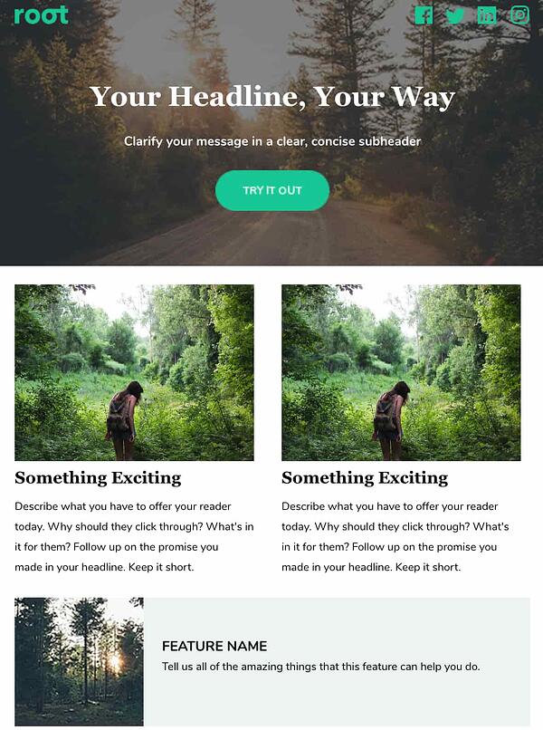 root by hubspot email newsletter template