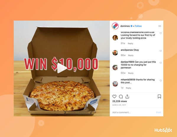 Dominos Instagram giveaway.