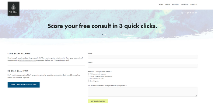 sixleaf contact us page example
