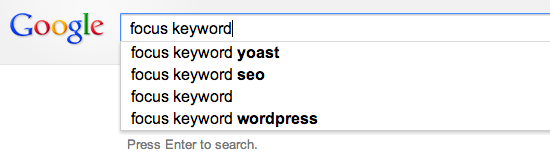 The suggest results for Focus keyword in Google Suggest