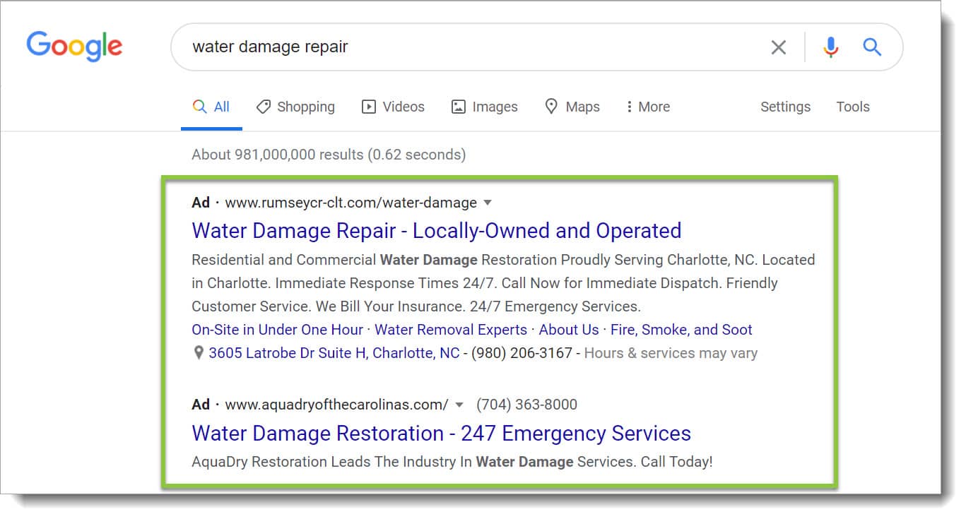 PPC ads for restoration companies