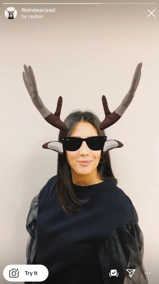 Rayban Instagram Filter of woman with antlers