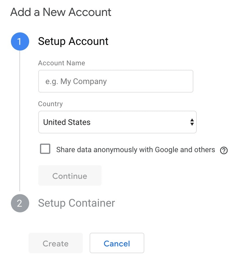Google Tag Manager Add A New Account