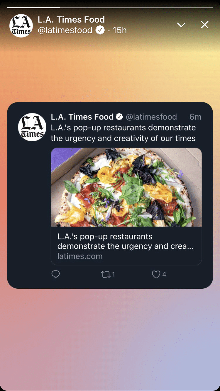 LA Times shares Tweets via Fleets