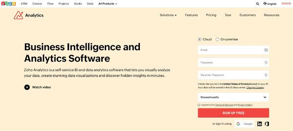 Business Intelligence & Data Reporting Tools example zoho analytics