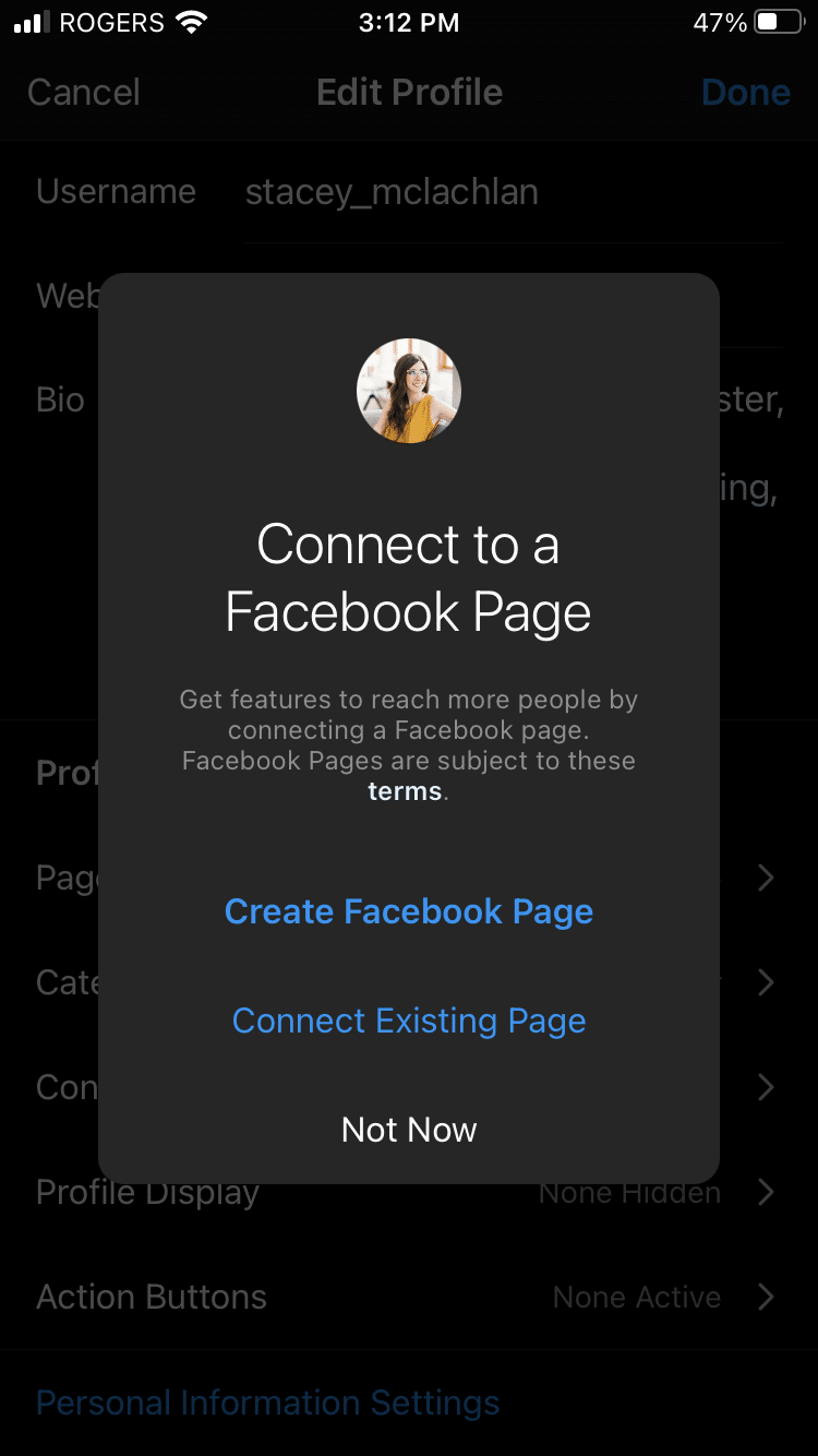 connect to Facebook page