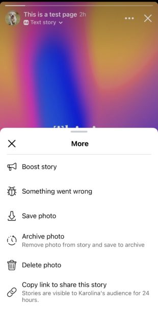 click three dots to delete story