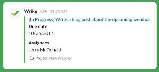 Wrike slack app