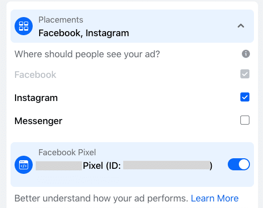 ad placement on facebook or instagram