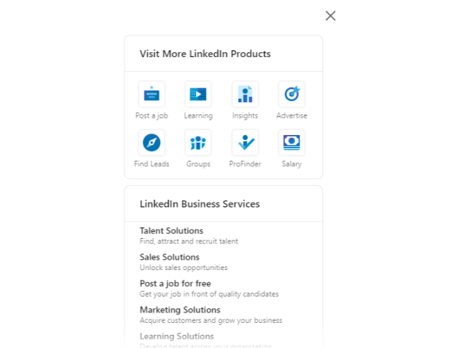 LinkedIn Insights - product offerings page