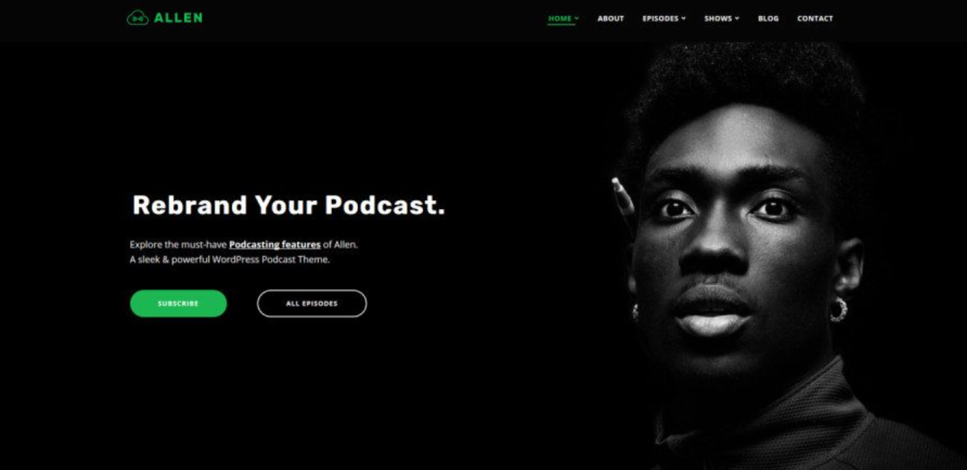 tusant  wordpress theme for podcasts preview page
