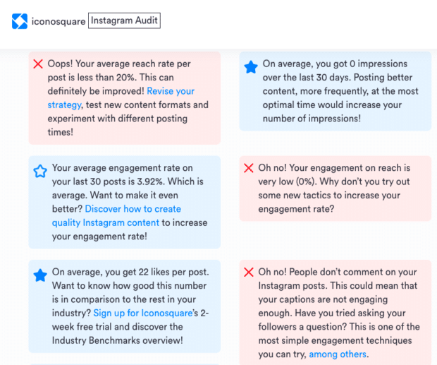 Iconosquare Instagram Audit