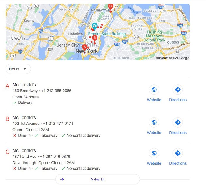 multiple location SEO mcdonalds new york