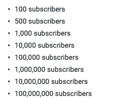 subscriber count - Youtube milestones
