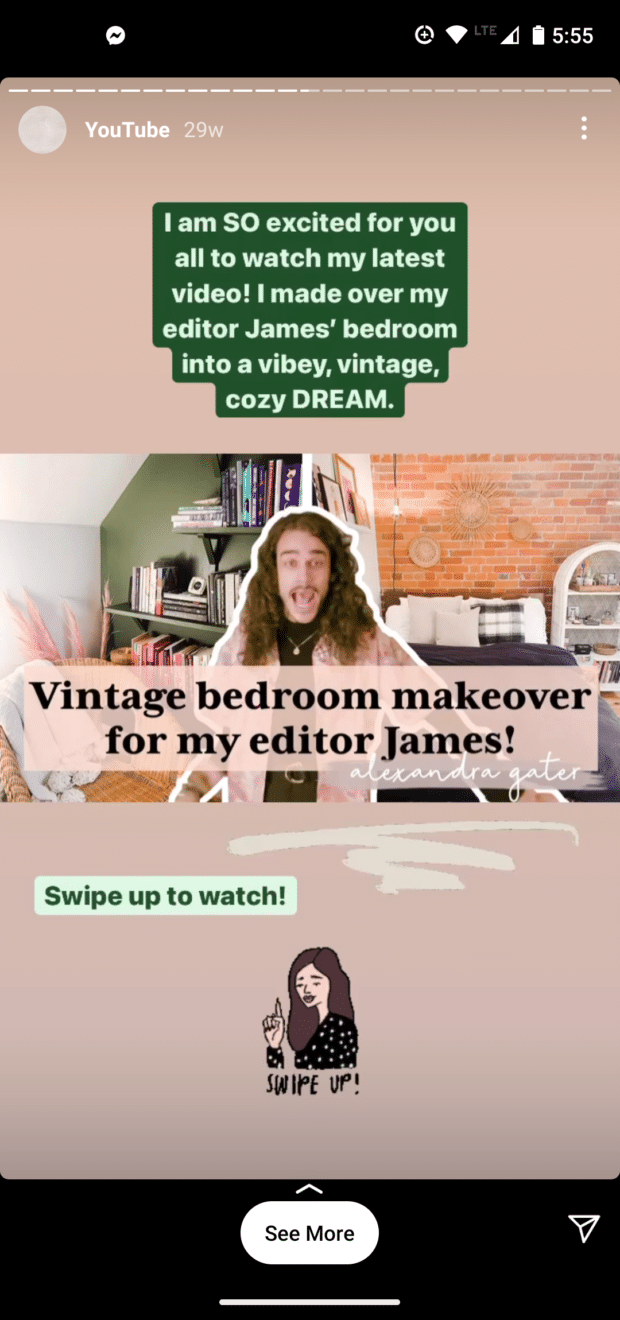 Instagram story vintage bedroom makeover