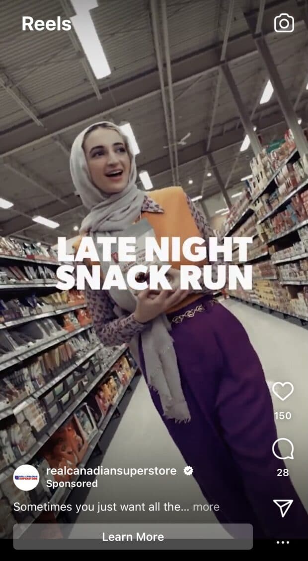 Real Canadian Superstore Instagram Stories ad
