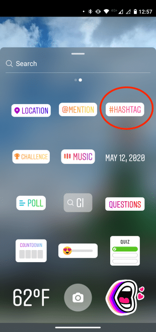 Hashtag stickers on Instagram Stories