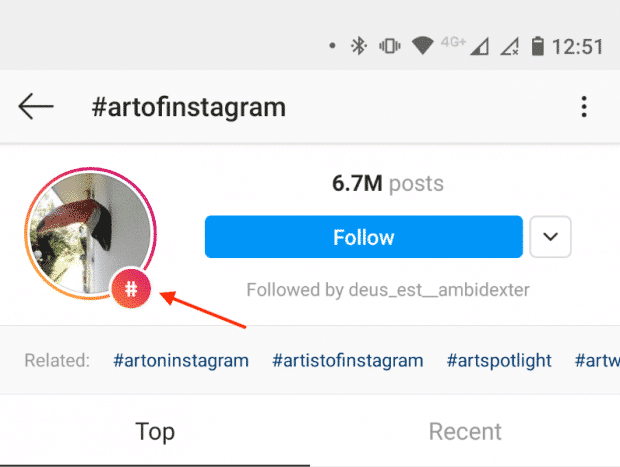 Instagram hashtag "Art of instagram" that appears on Stories