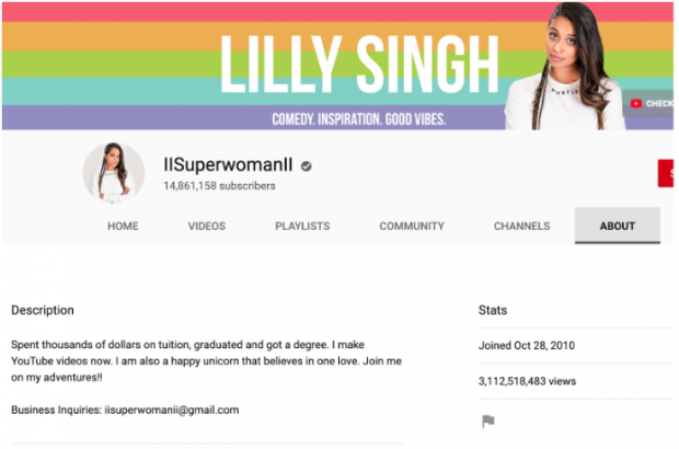Lilly Singh About page