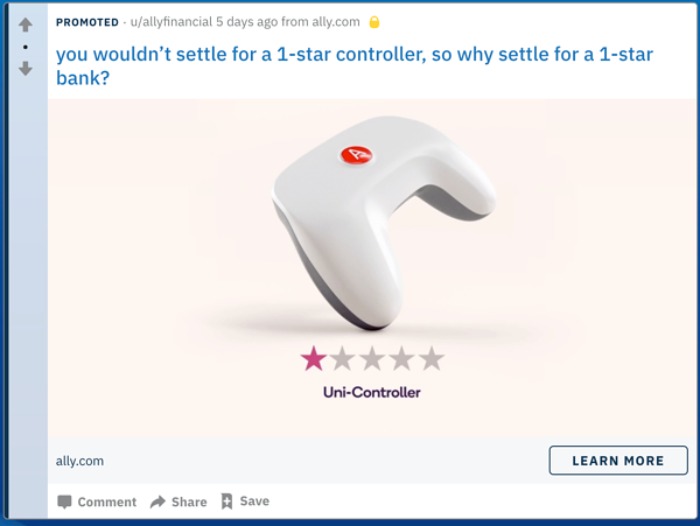 Examples of Great Reddit Ads - Ally Bank