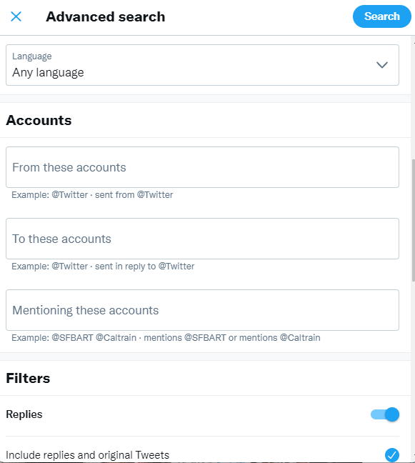 Twitter advanced search screen 2