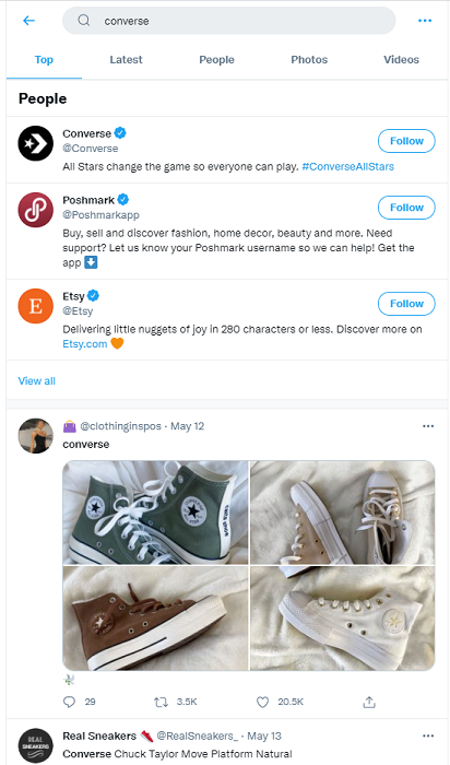 converse example of a twitter advanced 