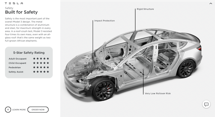 Examples of Product Feature Highlights - Tesla