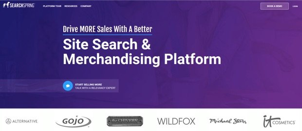 searchspring home page internal site search tool