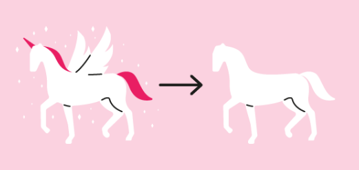 White horse next to pink unicorn to show the wishing technique for brainstorming