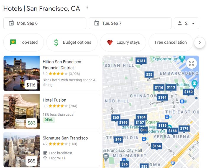hotel listing visibility on Google for google hotel