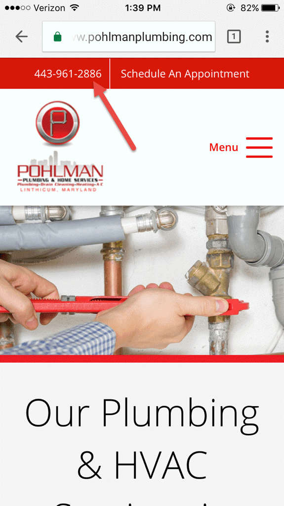 before click to call on plumbing site