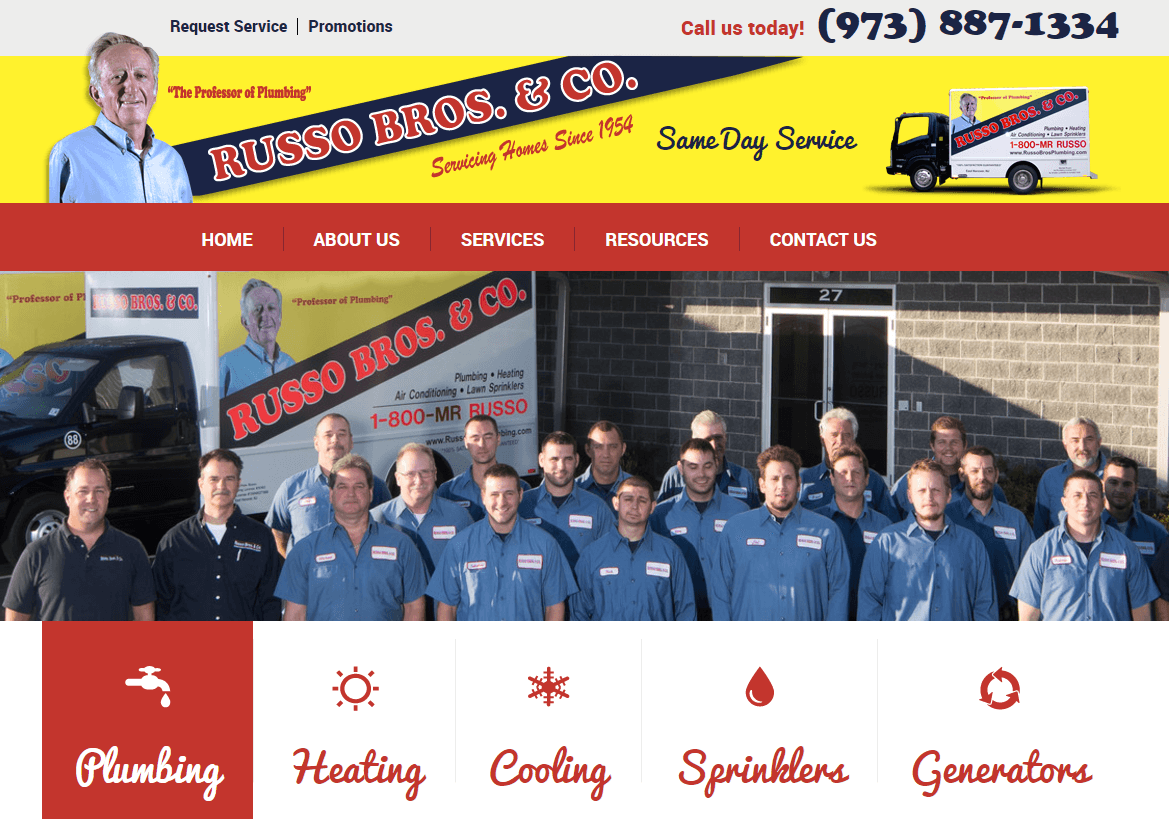 services list on a plumber's website