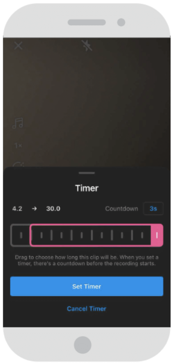 Instagram Reels hand's free recording timer