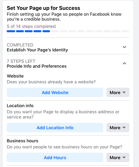 Facebook Business Page set up