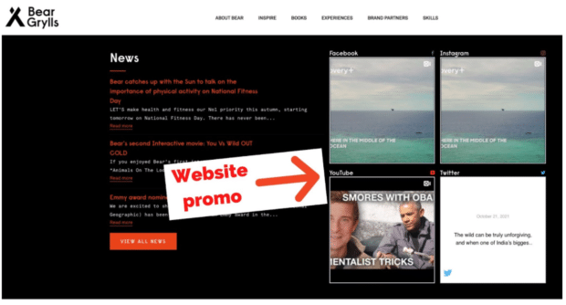Bear Grylls website promo