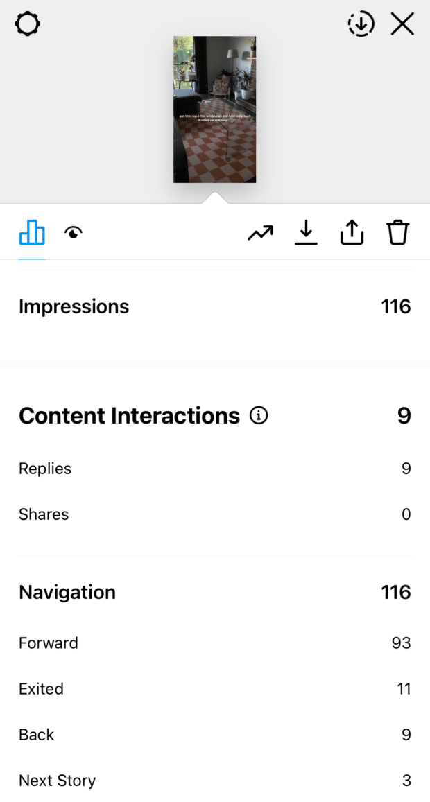 Instagram Insights — individual story analytics