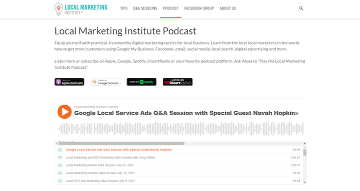 best marketing podcasts - local marketing institute