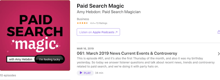 best marketing podcasts - paid search magic