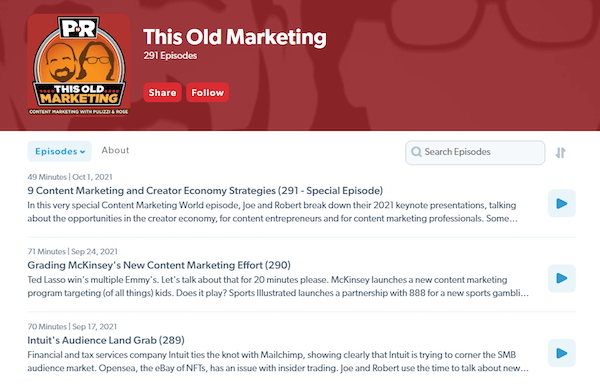 best marketing podcasts - this old marketing