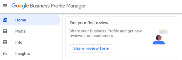 Google My Business Profile Manager share review form
