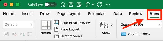 freeze top row in excel steps: select view