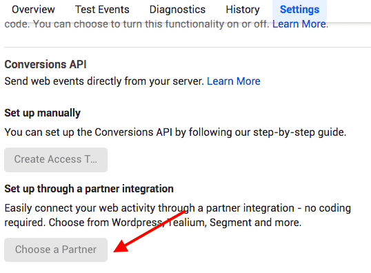 conversions API choose a partner