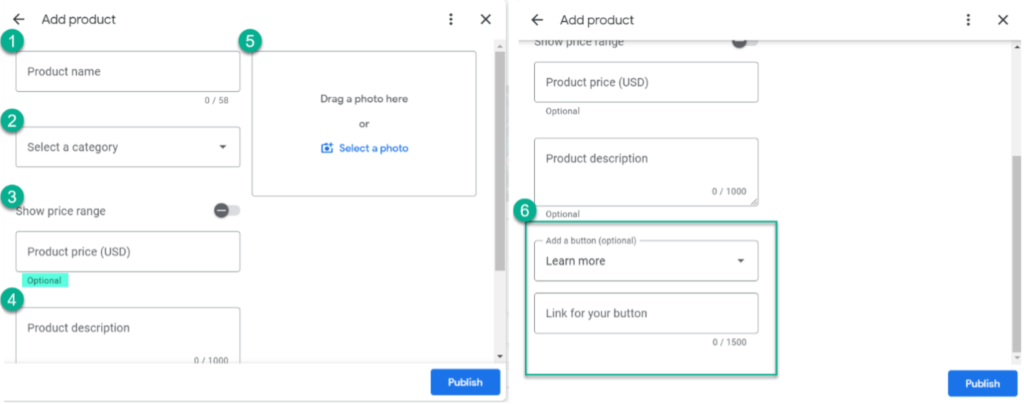 Adding Google Business Profile products